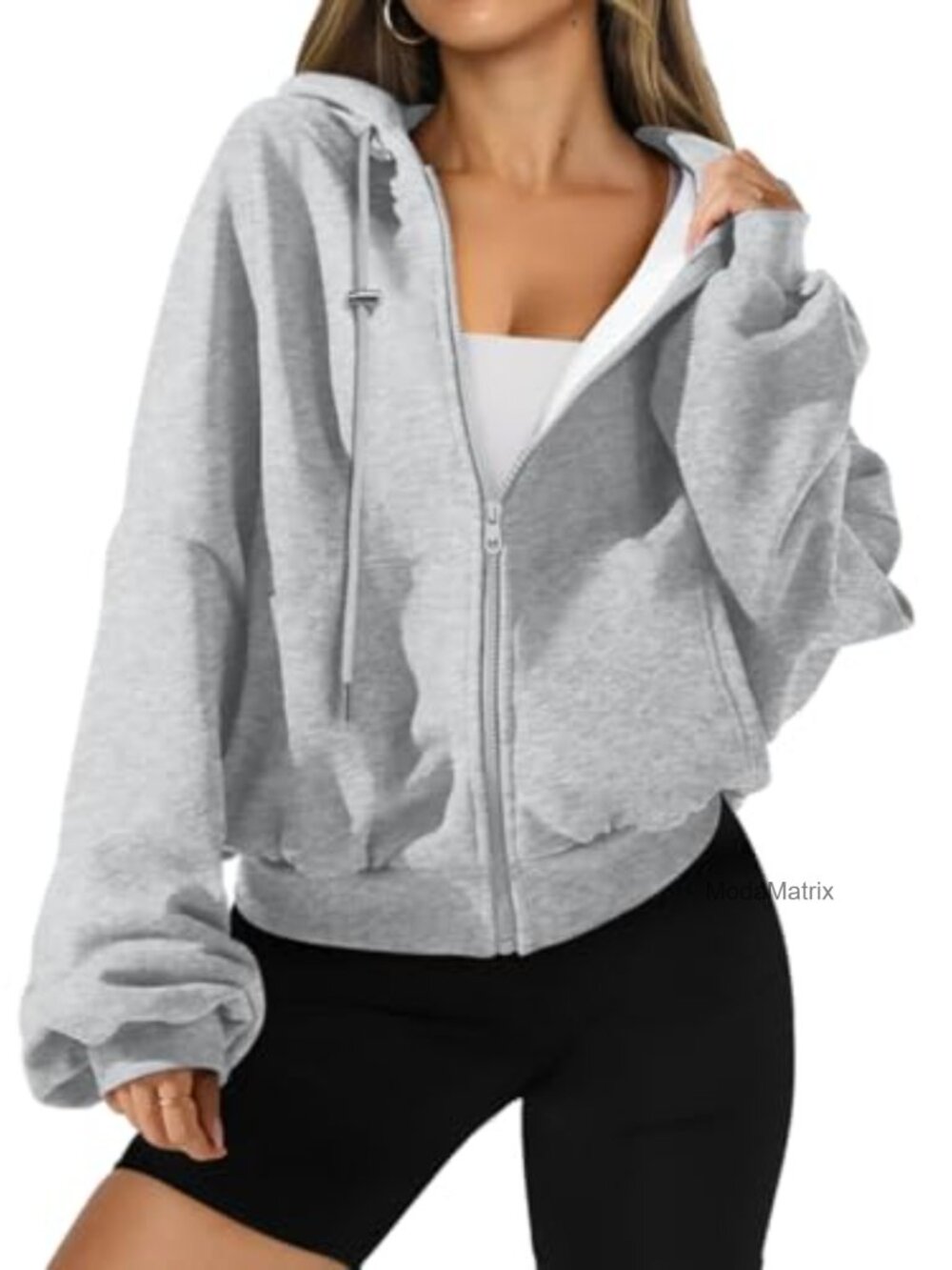 Oversized Zip Up Hoodie Womens 50% Cotton 50% Polyester Workout Sweatshirt